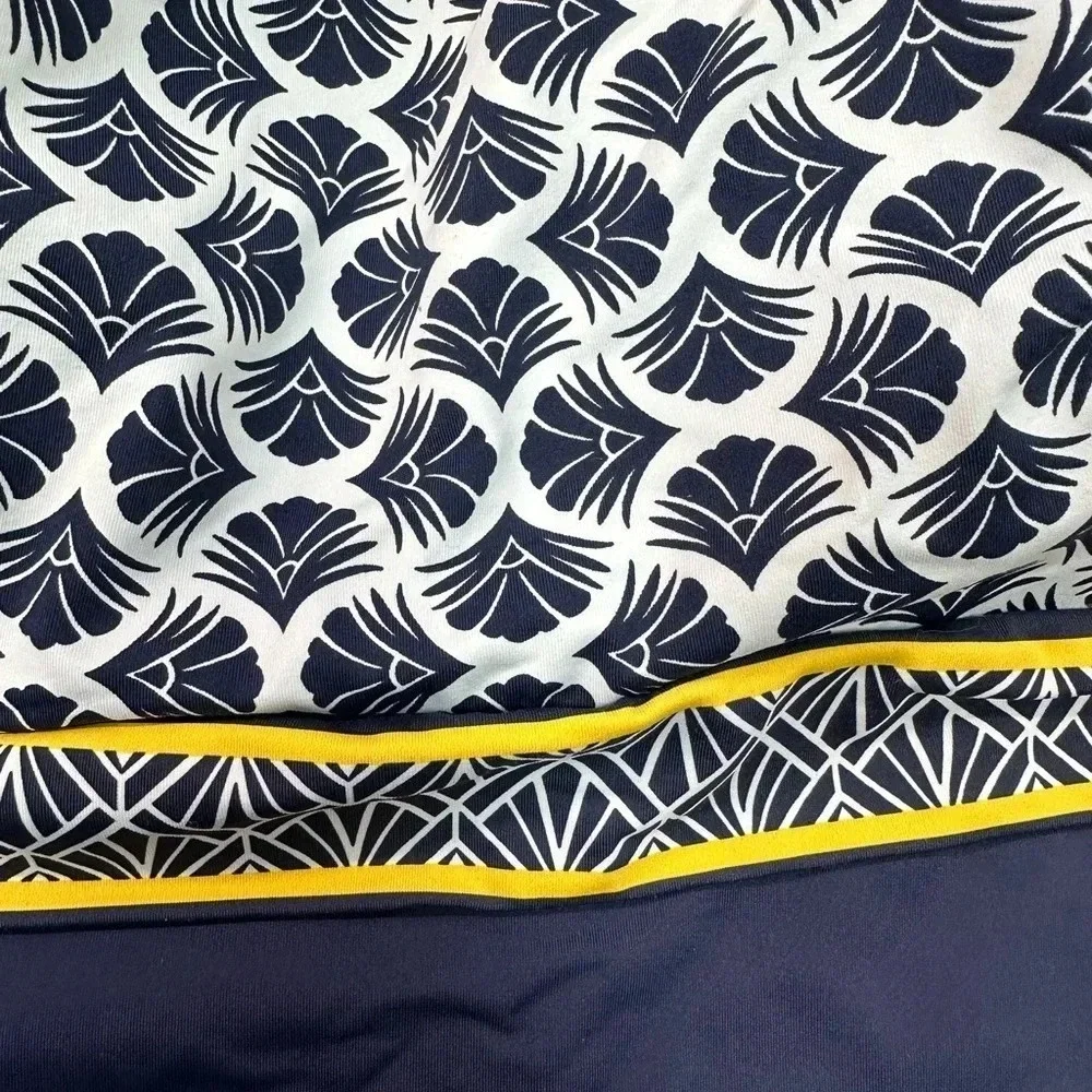 Lands End Navy Yellow Mix Square Neck Underwire Tankini Swim Top Plus Size 24W